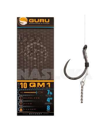 Вързани куки с клин за метод фидер Guru QM1 Bayonet Ready Rigs 10 см