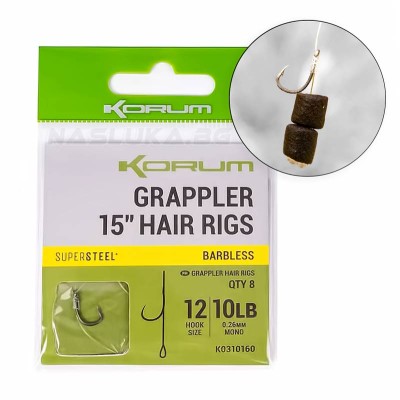 Вързани куки на косъм Korum Grappler Hair Rigs 15"