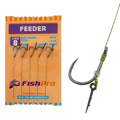 Вързани куки за фидер с шип FishPro Feeder Tanago, 5 бр.