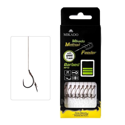Вързани куки за фидер Mikado MF Rig with Spike Barbed Hooks, Braid