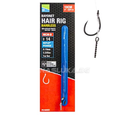 Вързани куки с клин за метод фидер Preston Innovation Bayonet Hair Rig 10 см, Barbless