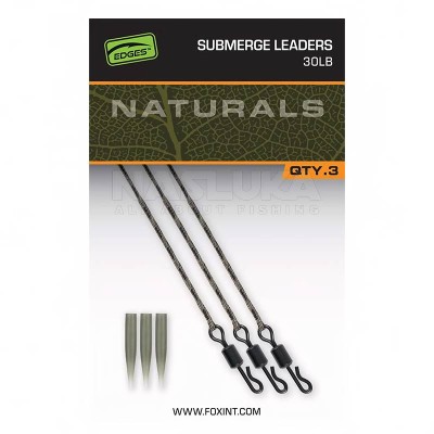 Шарански монтажи Fox Edges Naturals Submerge Leaders 75 см, 3 бр.