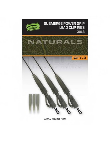 Сейфти монтажи за шаран Fox Edges Naturals Submerge Power Grip Lead Clip Rigs 75 см, 3 бр.