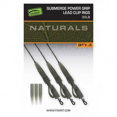 Сейфти монтажи за шаран Fox Edges Naturals Submerge Power Grip Lead Clip Rigs 75 см, 3 бр.