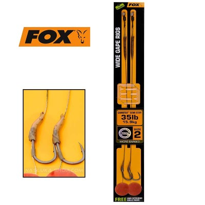Монтажи за риболов на шаран Fox Wide Gape Rigs, Camotex Semi Stiff