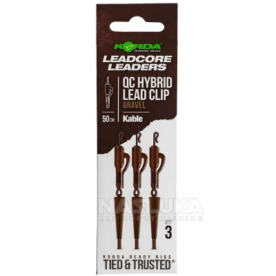 Шарански монтажи Korda Kable Leadcore Leaders, QC Hybrid Lead Clip, 50 см
