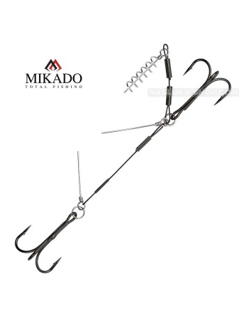 Монтаж за риболов на хищници с 2 тройни куки и пинове Mikado Jaws Stinger With Pins