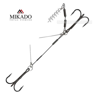Монтаж за риболов на хищници с 2 тройни куки и пинове Mikado Jaws Stinger With Pins