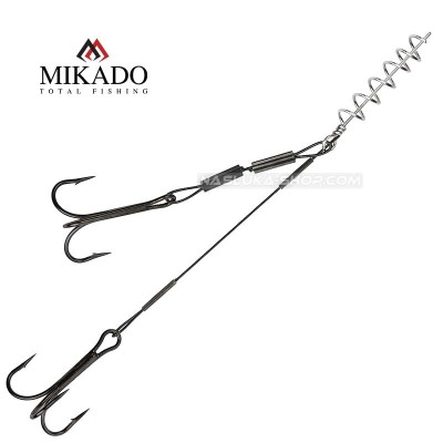 Монтаж за риболов на хищници с 2 тройни куки без пинове Mikado Jaws Stinger Without Pins