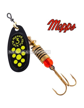 Блесна Mepps Black Fury N-Chartreuse Dots