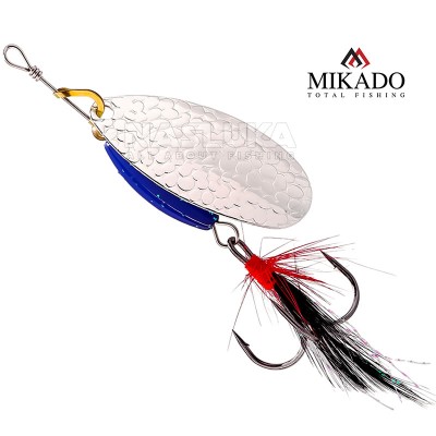 Въртяща блесна Mikado M-Grub, цвят Silver/Blue Knight