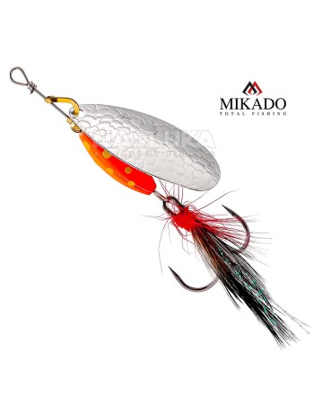 Въртяща блесна Mikado M-Grub, цвят Silver/Red Tiger