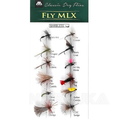 Комплект сухи мухи за риболов Mikado Fly Mix Classic Dry Flies, 12 бр.