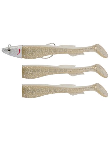 Сет от 3 бр. силиконови примамки и джиг глава Berkley Powerbait Power Sardine, 12 см, 20 г, Kaki