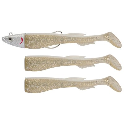 Сет от 3 бр. силиконови примамки и джиг глава Berkley Powerbait Power Sardine, 12 см, 20 г, Kaki