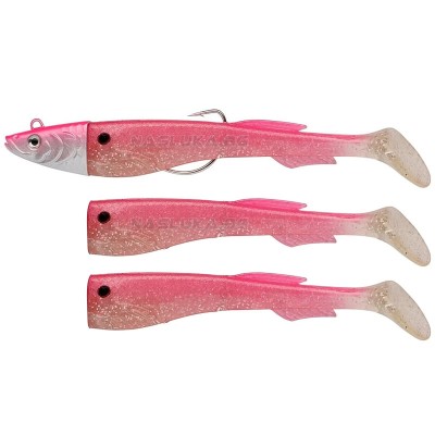 Сет от 3 бр. силиконови примамки и джиг глава Berkley Powerbait Power Sardine, 12 см, 20 г, Metallic Pink