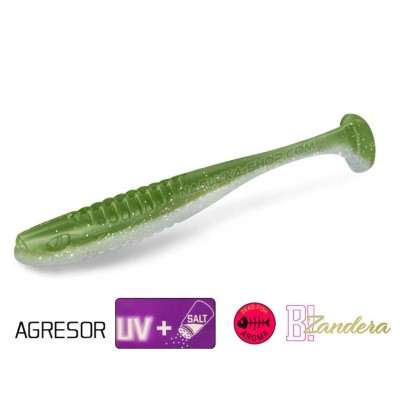 Силиконови примамки Delphin Zandera UVs, 5 бр., цвят Agresor