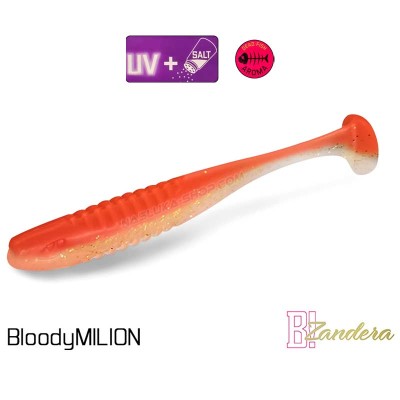 Силиконови примамки Delphin Zandera UVs, 5 бр., цвят Bloody Milion