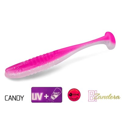 Силиконови примамки Delphin Zandera UVs, 5 бр., цвят Candy