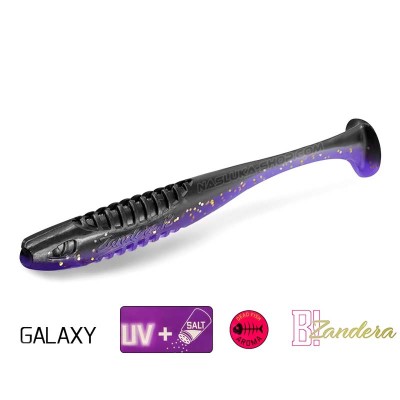 Силиконови примамки Delphin Zandera UVs, 5 бр., цвят Galaxy