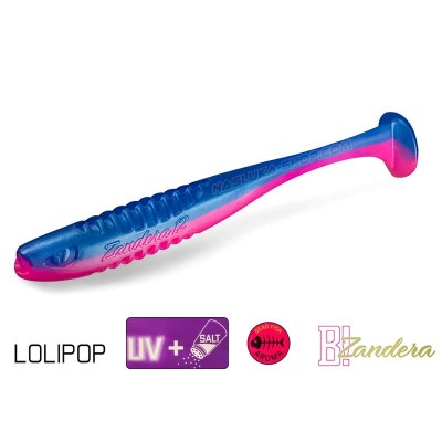 Силиконови примамки Delphin Zandera UVs, 5 бр., цвят Lolipop