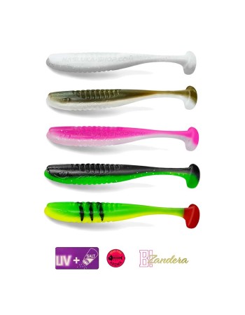 Силиконови примамки Delphin Zandera UVs, 5 бр., Top Mix