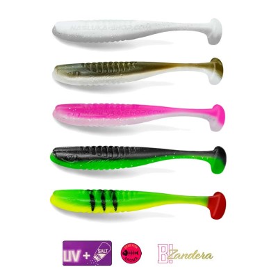 Силиконови примамки Delphin Zandera UVs, 5 бр., Top Mix