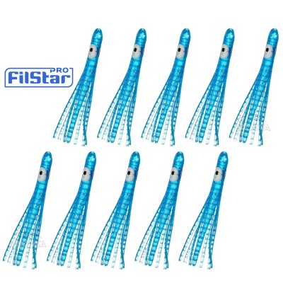 Силиконови октоподи Filstar Shirasu, Blue Glitter, 10 бр.
