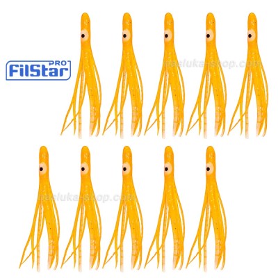 Силиконови октоподи Filstar Shirasu, Orange Glitter, 10 бр.