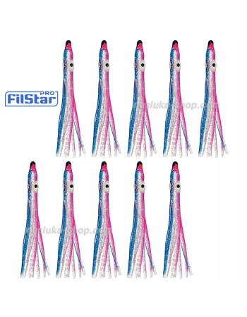 Силиконови октоподи Filstar Shirasu, Pink-Blue Glitter, 10 бр.