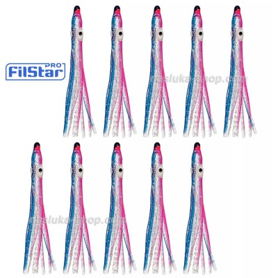 Силиконови октоподи Filstar Shirasu, Pink-Blue Glitter, 10 бр.