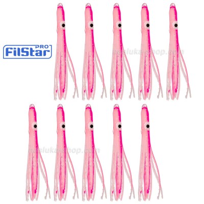 Силиконови октоподи Filstar Shirasu, Pink-Luminous Glitter, 10 бр.