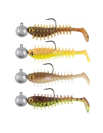 Комплект от 4 силиконови шада с джиг глави Fox Rage Ultra UV Micro Spikey Fry