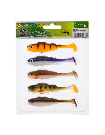 Микс от силиконови шадове Mikado Real Fish Perch 8 см, 5 бр.
