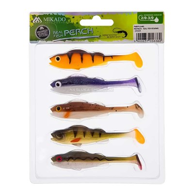 Микс от силиконови шадове Mikado Real Fish Perch 8 см, 5 бр.
