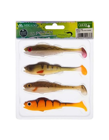 Микс от силиконови шадове Mikado Real Fish Perch 9.5 см, 4 бр.