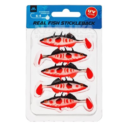 Силиконови шадове Mikado Real Fish Stickleback 8 см, 5 бр., цвят Roach