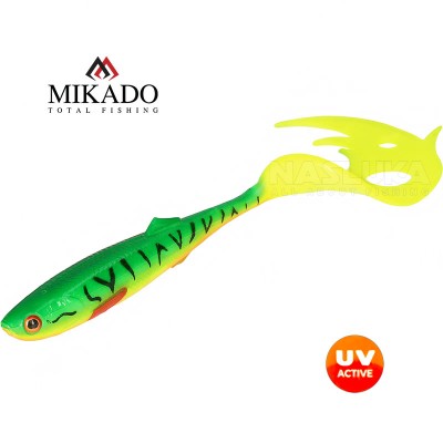 Сет от 4 силиконови примамки Mikado Sicario Pike Tail 10.5 см, цвят Fire Tiger
