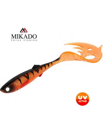 Сет от 4 силиконови примамки Mikado Sicario Pike Tail 8.5 см, цвят Orange Perch