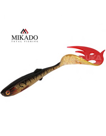 Сет от 4 силиконови примамки Mikado Sicario Pike Tail 8.5 см, цвят Spotted Bullhead