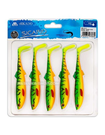 Сет от 5 бр. силиконови шадове Mikado Sicario 10.5 см, цвят Firetiger