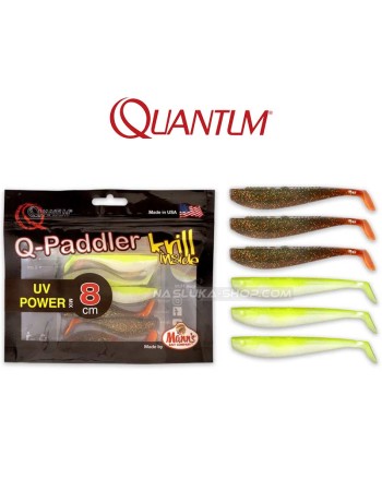 Сет силиконови шадове Quantum Q-Paddler Shad, Motoroil-Citrus Mix, 8 см, 6 бр.