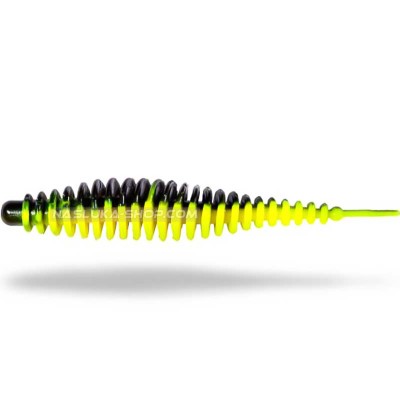 Силиконови ароматизирани примамки Magic Trout T-Worm I-Tail, Neon Yellow Black