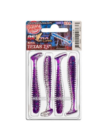 Сет от 4 бр. силиконови примамки Relax Texas Laminat Blister 6 см, цвят L318