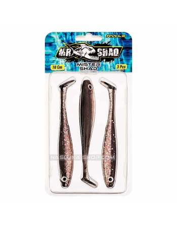 Силиконови шадове Ryuji Mister Shad 10 см, 3 бр., цвят UV Shad
