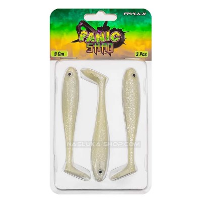 Силиконови шадове Ryuji Panic Shad 9 см, 3 бр., цвят Pearl White Glow
