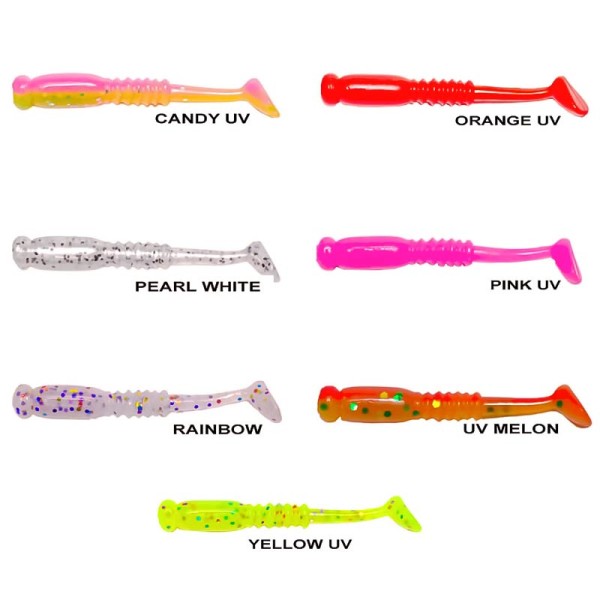 Силиконови примамки Ryuji Rock Tail 4 см, 12 бр., цвят Yellow Glow — снимка 2
