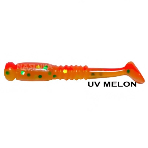 Силиконови примамки Ryuji Rock Tail 4 см, 12 бр., цвят UV Melon — снимка 1