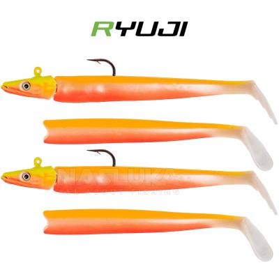 Комплект от 2 джиг глави и 4 тела Ryuji Snake Shad 10 г, Chart Back UV