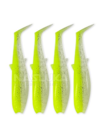 Комплект от 4 бр. силиконови примамки Savage Gear Cannibal Shad 12.5 см/20 г, Fluo Yellow Glow